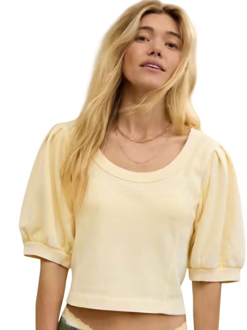 Aerie Seams Right Short Puff Sleeve Sweatshirt  Butter Yellow Size M